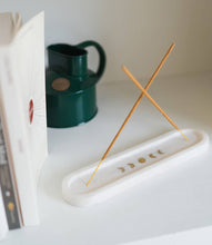 Load image into Gallery viewer, Indukala Moon Phase Incense Holder - White Carved Marble
