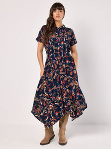 Floral Magic Hanky Hem Midi Dress