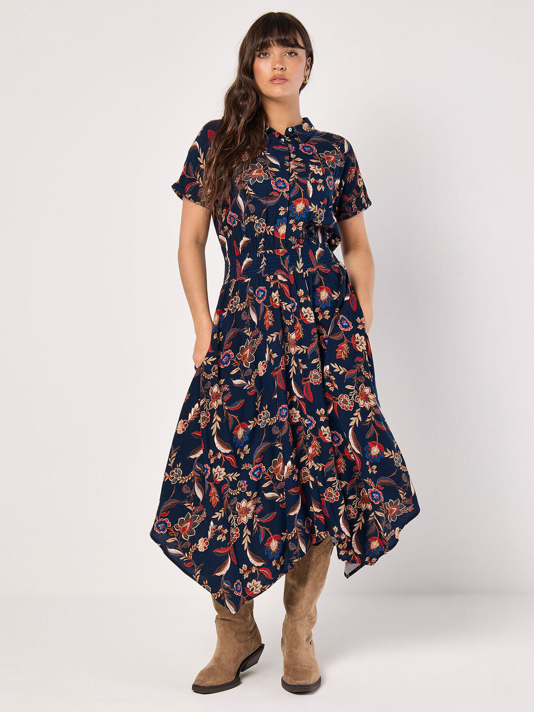 Floral Magic Hanky Hem Midi Dress