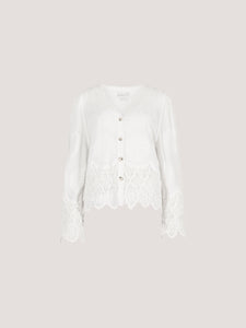 Embroidered Daisies Lace Hem Top