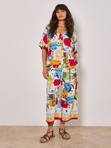 Colorful Sun Sketch Print Top
