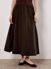 Load image into Gallery viewer, Peach Slub A-Line Midaxi Skirt
