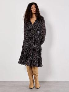 Polka Dot Chiffon Wrap Dress