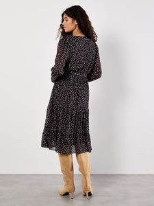 Polka Dot Chiffon Wrap Dress