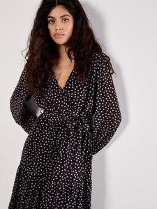 Polka Dot Chiffon Wrap Dress
