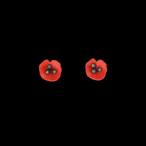 Red Poppy Stud Earrings