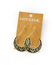 Load image into Gallery viewer, Nisha Crescent Moon Hoop Earrings - Gold, Black
