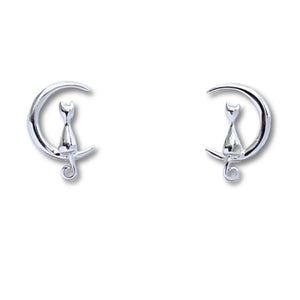Cat on Moon Earrings