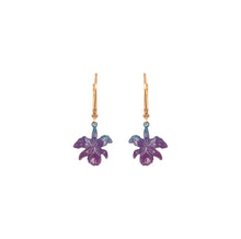 Load image into Gallery viewer, Tiny Purple Orchid Earrings
