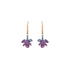 Tiny Purple Orchid Earrings