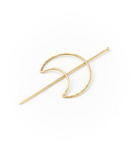 Load image into Gallery viewer, Indukala Crescent Moon Hair Slide with Stick - Gold

