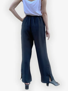 Straight Leg Silk Pant with Frog Closure