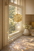Load image into Gallery viewer, Surya Lotus Engraved Brass Suncatcher
