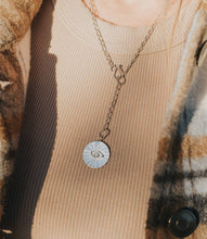 Load image into Gallery viewer, Ruchi Evil Eye Dainty Silver Drop Lariat Necklace
