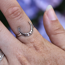 Load image into Gallery viewer, Crescent Moon Phase Ring, 2 Sizes

