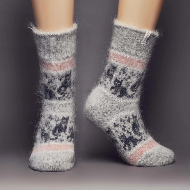 Kute Kitties Goat Wool Crew Sock