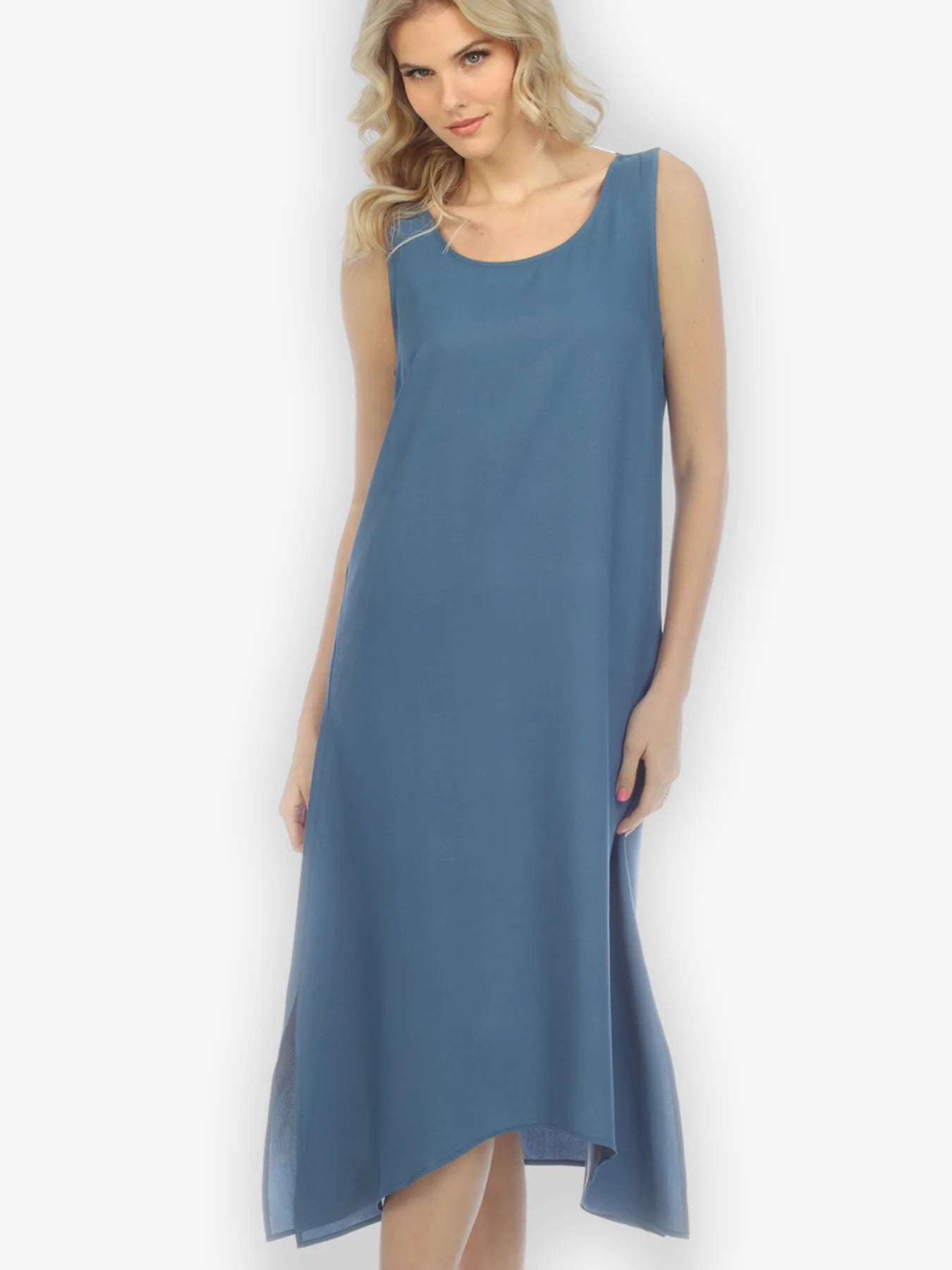 Silk Cerulean Blue Tank Dress 1x