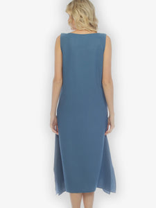 Silk Cerulean Blue Tank Dress