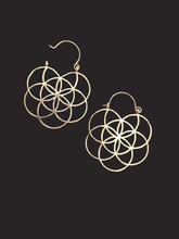 Load image into Gallery viewer, Earrings - Lightweight Brass Gold Tone Seed of Life
