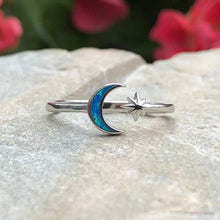 Load image into Gallery viewer, Blue Moon &amp; Star Ring, 2 Sizes
