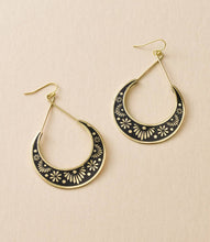 Load image into Gallery viewer, Nisha Crescent Moon Hoop Earrings - Gold, Black
