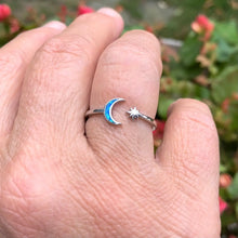 Load image into Gallery viewer, Blue Moon &amp; Star Ring, 2 Sizes
