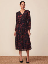 Load image into Gallery viewer, Long Sleeve Belted Printed Midi Dress
