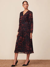 Load image into Gallery viewer, Long Sleeve Belted Printed Midi Dress
