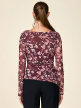 Load image into Gallery viewer, Long Sleeve Printed Mesh Boat Neck Top
