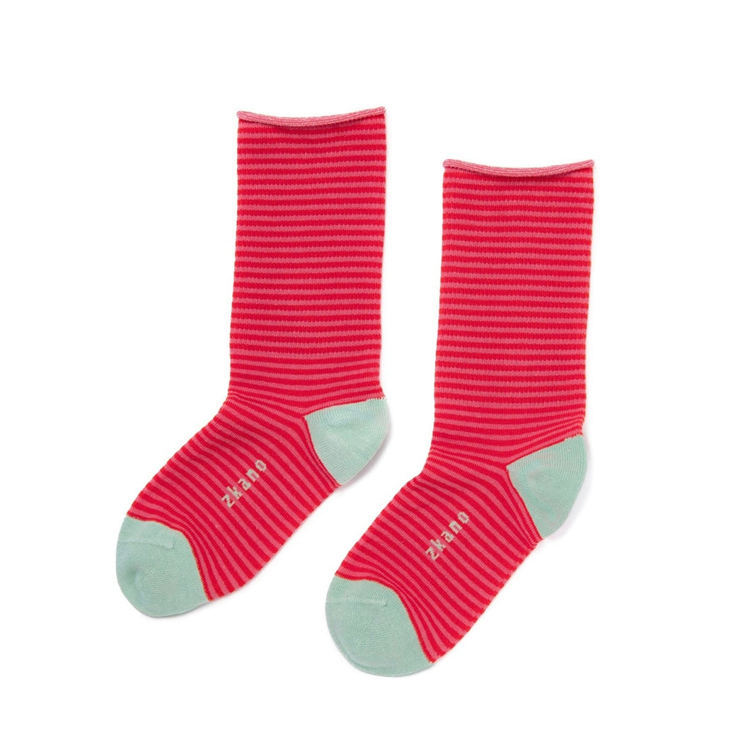 Rose Striped Roll Top Crew, Strawberry
