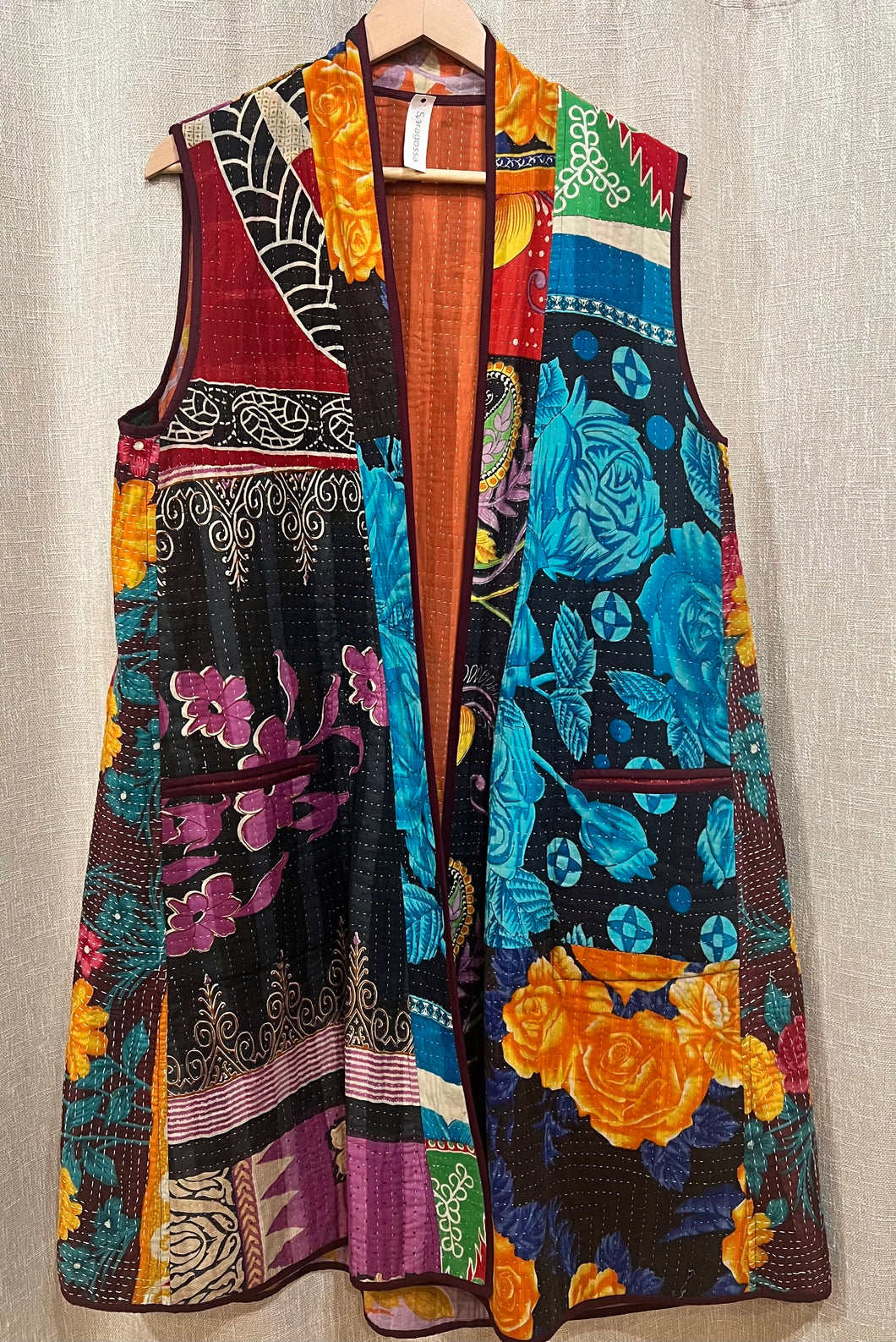 Cotton Kantha Stitch 7218 Milan Vest, One Size