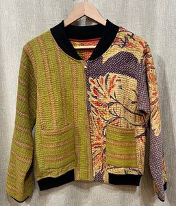 Sophia Reversible Kantha Bomber Jacket 1022, Size Large