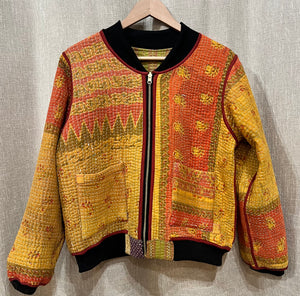 Sophia Reversible Kantha Bomber Jacket 1022, Size Large