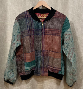 Sophia Reversible Kantha Bomber Jacket 1033, Size XXL