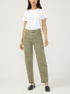 High Rise Arc Leg Jeans, Military Green