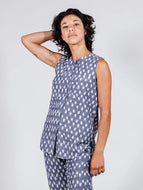 Eleni Tunic Top, Blue Ikat
