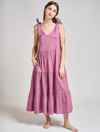 Lorelei Tiered Dress, Purple Buds