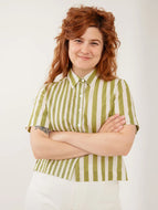 Benji Button Down Shirt, Green Stripe