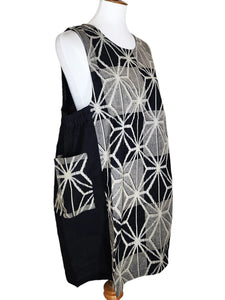 Sleeveless Tuck Tunic, Flax Leaf Print