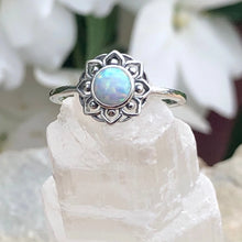 Load image into Gallery viewer, White Opal Lotus Ring, 3 Sizes
