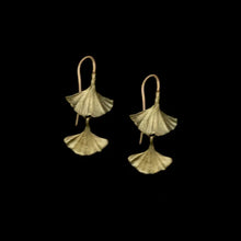 Load image into Gallery viewer, Ginkgo Leaf Double Drop Earrings
