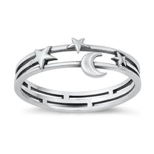 Load image into Gallery viewer, Layered Moon &amp; Stars Ring, 2 Sizes

