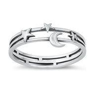 Layered Moon & Stars Ring, 2 Sizes