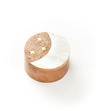 Load image into Gallery viewer, Nakshatra Moon Stars Pivot Box - Bone, Wood, Brass
