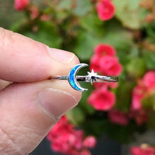 Load image into Gallery viewer, Blue Moon &amp; Star Ring, 2 Sizes
