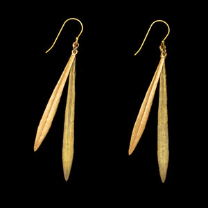 Leaf & Bud Long Wire Earrings