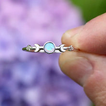 Load image into Gallery viewer, Moon &amp; Stars Blue Opal Ring, 2 Sizes
