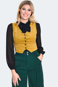 Corduroy Button-Up Vest With Pockets