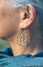 Load image into Gallery viewer, Earrings - Lightweight Brass Gold Tone Seed of Life

