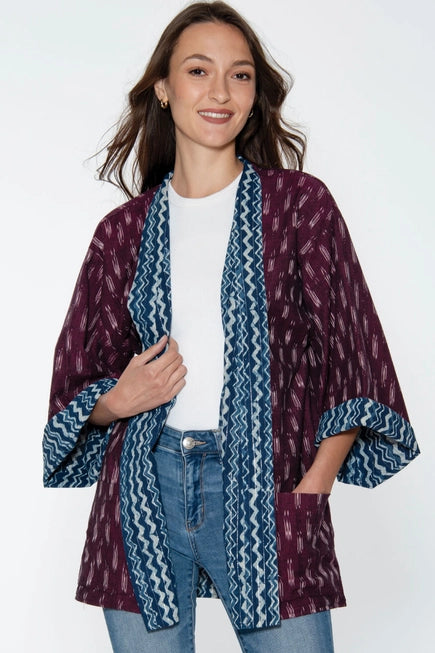 Reversible Ikat Handloomed Kimono, Two Colors